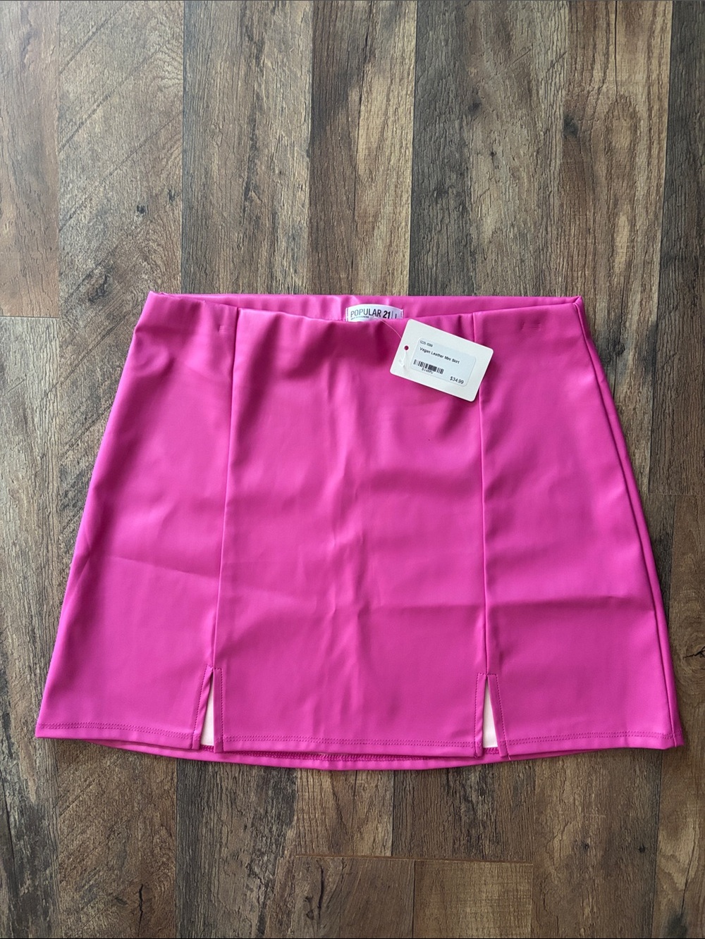 Popular 21 Hot Pink Faux Leather Festival Party Mini Skirt size large new